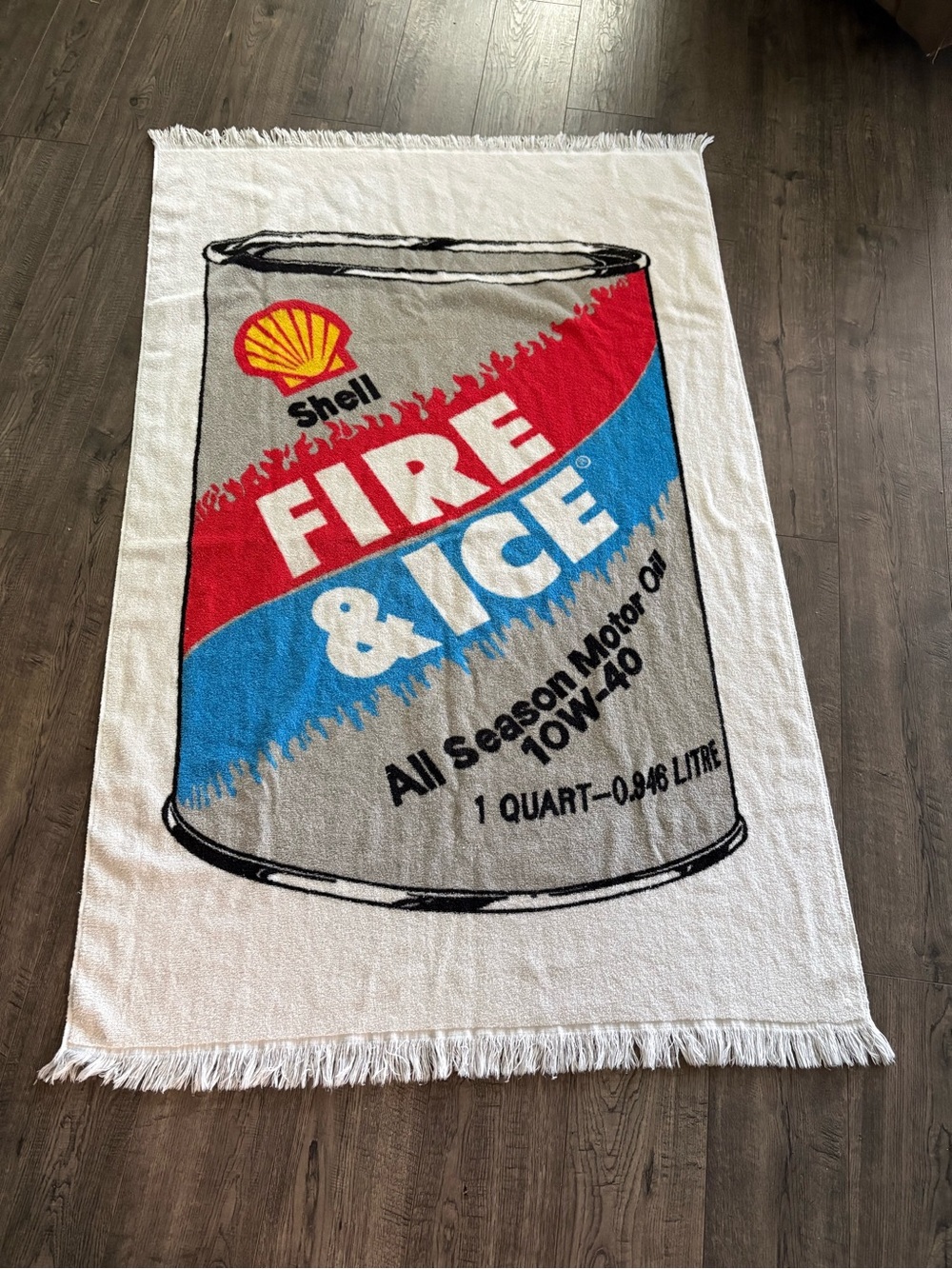 Fire & Ice White Graphic Beach Towel